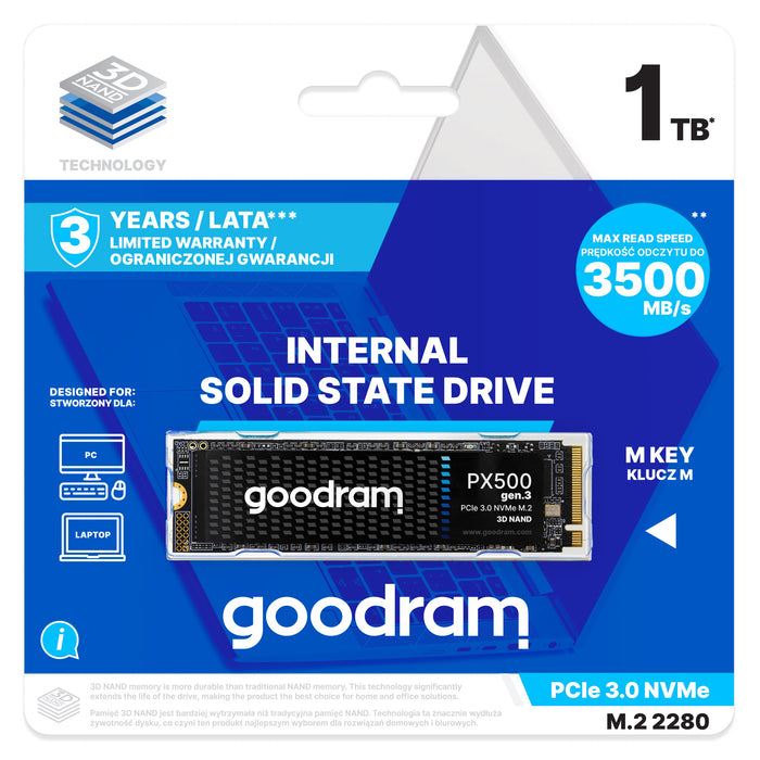 EAN 5908267966266 - Goodram PX500 GEN.3 SSDPR-PX500-01T-80-G3 unidad de estado sólido 1 TB M.2 PCI Express 3.0 NVMe 3D NAND imagen 4