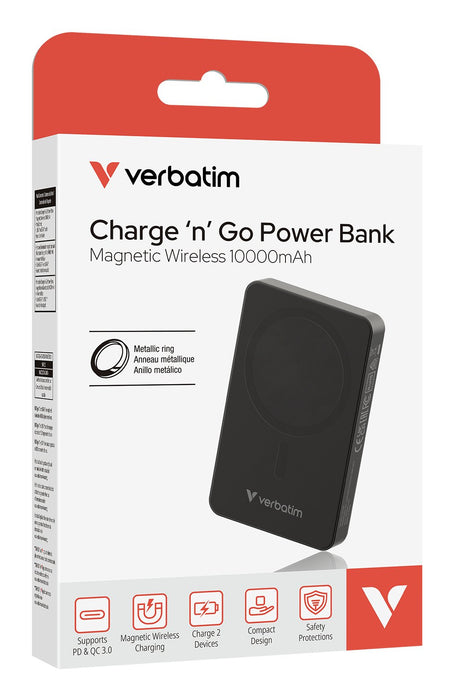 EAN 0023942322276 - Verbatim Charge 'n' Go Essentials 10000 mAh Cargador inalámbrico Negro imagen 3