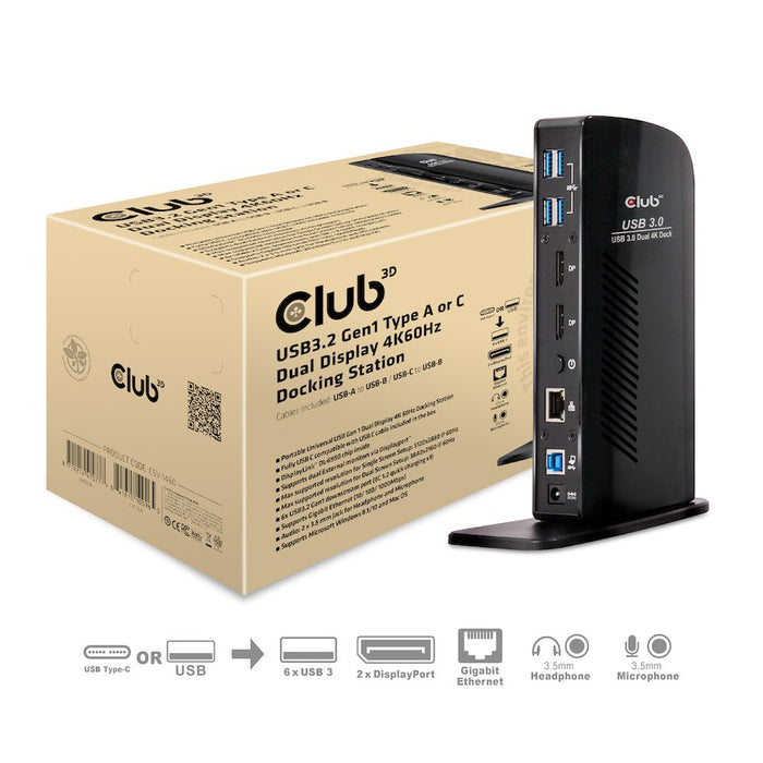 EAN 8719214470777 - CLUB3D CSV-1460 base para portátil y replicador de puertos Alámbrico USB 3.2 Gen 1 (3.1 Gen 1) Type-A Neg imagen 1