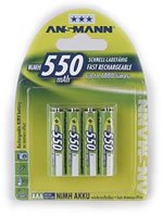 EAN 4013674030774 - Ansmann Blister 4 X Accu, AAA, 550 mAh AAA / HR03 Níquel-metal hidruro (NiMH) imagen 1