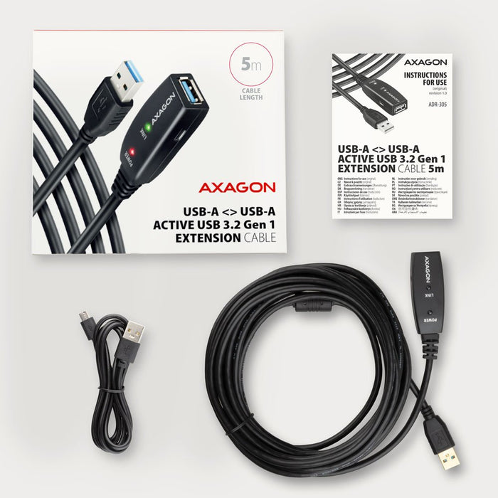 EAN 8595247907240 - Axagon ADR-305 USB 3.2 Gen 1 A-M -> A-F active extension/repeater cable 5m - Kabel - Digital/Daten cable  imagen 8