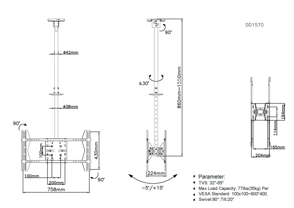 EAN 4015867207970 - Equip 650370 soporte para pantalla de señalización 165,1 cm (65") Negro imagen 7