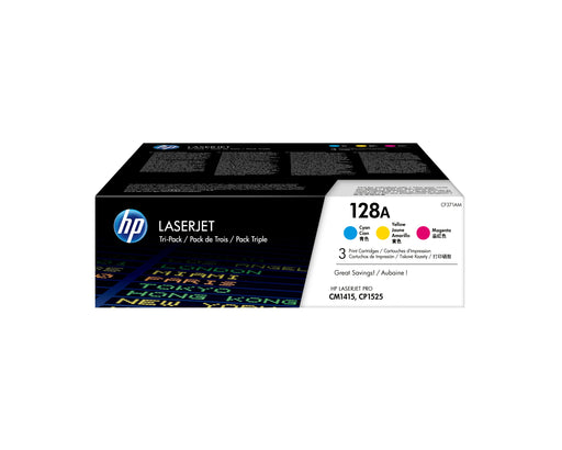 EAN 0887111403018 - HP 128A 3-pack Cyan/Magenta/Yellow Original LaserJet Toner Cartridges cartucho de tóner 3 pieza(s) Cian,  imagen 1