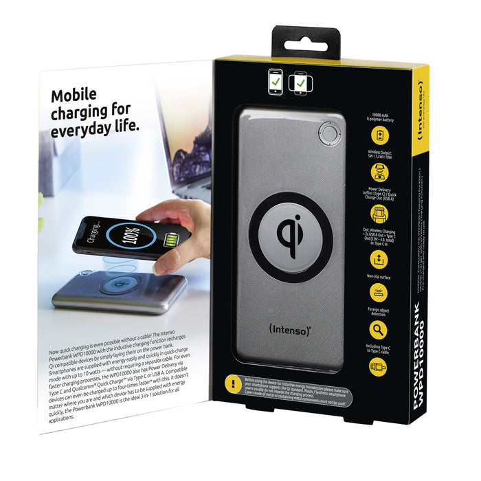 EAN 4034303030699 - Intenso WPD10000 Polímero de litio 10000 mAh Cargador inalámbrico Plata imagen 3