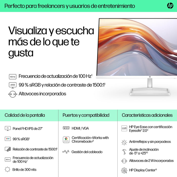 EAN 0197498944722 - HP Series 5 27 inch FHD Monitor with Speakers - 527sa pantalla para PC 68,6 cm (27") 1920 x 1080 Pixeles  imagen 7