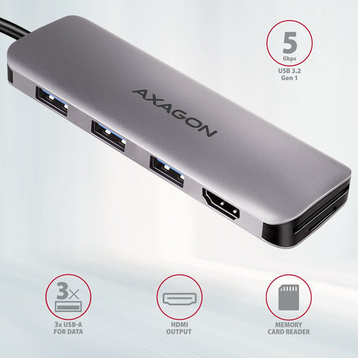 EAN 8595247907011 - Axagon HMC-HCR3A 3x USB-A+ HDMI+ SD/microSD USB-C 3.2 Gen 1 hub 20cm Alámbrico USB 3.2 Gen 1 (3.1 Gen 1)  imagen 2