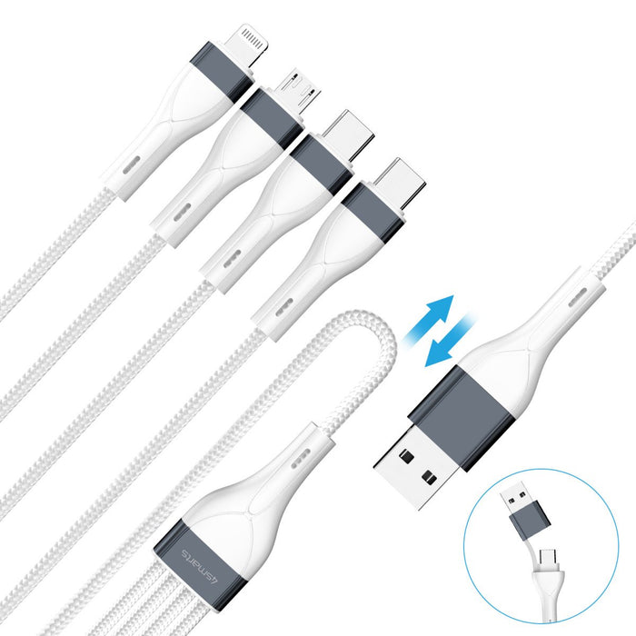 EAN 4252011910175 - 4smarts 541299 cable USB 0,25 m USB C USB C/Micro USB-A/Lightning Plata, Blanco imagen 3