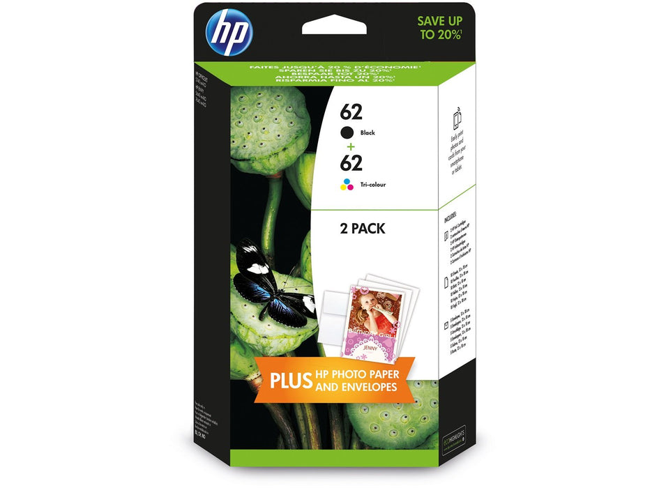 EAN 0888793306819 - HP 62 2-pack Black/Tri-color Original Ink Cartridges cartucho de tinta 2 pieza(s) Negro, Cian, Magenta, A imagen 1