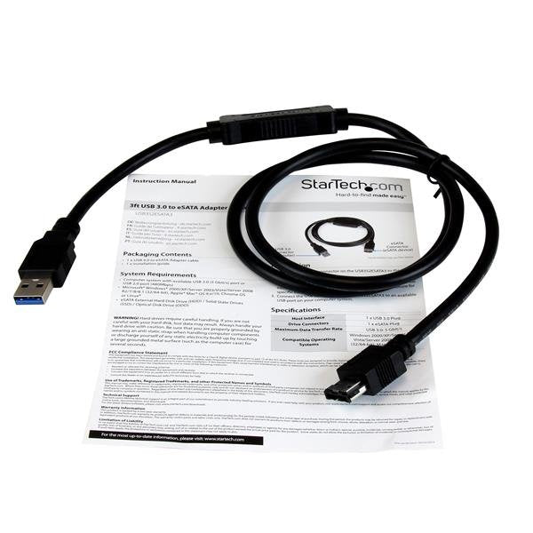 EAN 0065030854863 - StarTech.com USB3S2ESATA3 cable USB 0,9 m USB A Negro imagen 7
