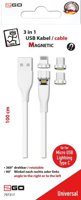 EAN 4010425973175 - 2GO 797317 cable USB 1 m USB B USB C/Micro-USB B/Lightning Blanco imagen 2