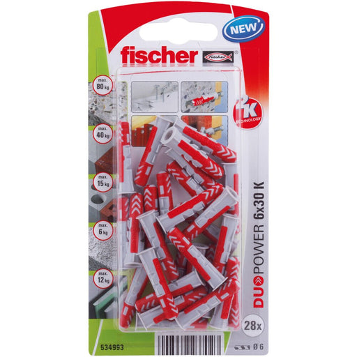 EAN 4048962237023 - Fischer 534993 tornillo de anclaje y taco 28 pieza(s) Juego de enchufes de pared y tornillos 30 mm imagen 1