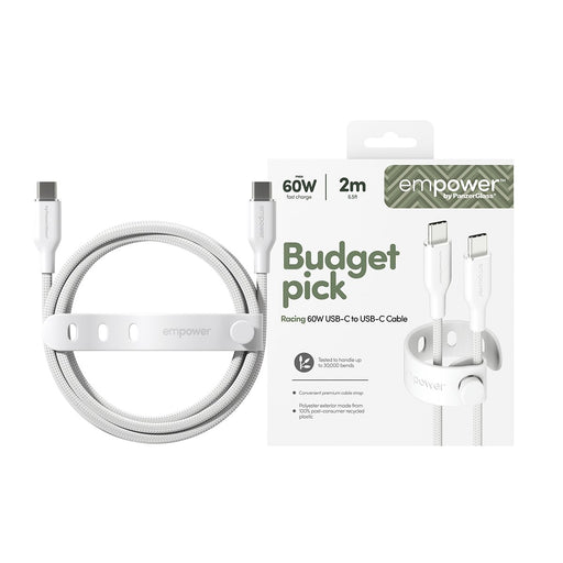 EAN 5715685027642 - PanzerGlass empower by ® Racing 60W USB-C to USB-C Cable | USB 2.0 | 2M | Silver White cable USB Blanco imagen 2