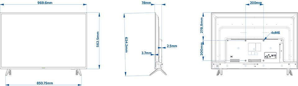 EAN 8718863023860 - Philips 43HFL5114/12 Televisor 109,2 cm (43") Full HD Smart TV Wifi Negro 250 cd / m² imagen 3