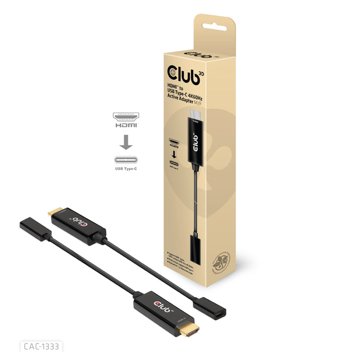 EAN 8719214472047 - CLUB3D CAC-1333 adaptador de cable de vídeo 0,22 m HDMI tipo A (Estándar) USB Tipo C Negro imagen 2
