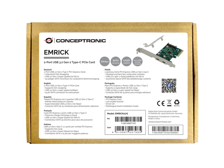 EAN 4015867227985 - Conceptronic EMRICK07G tarjeta y adaptador de interfaz Interno USB 3.2 Gen 2 (3.1 Gen 2) imagen 2