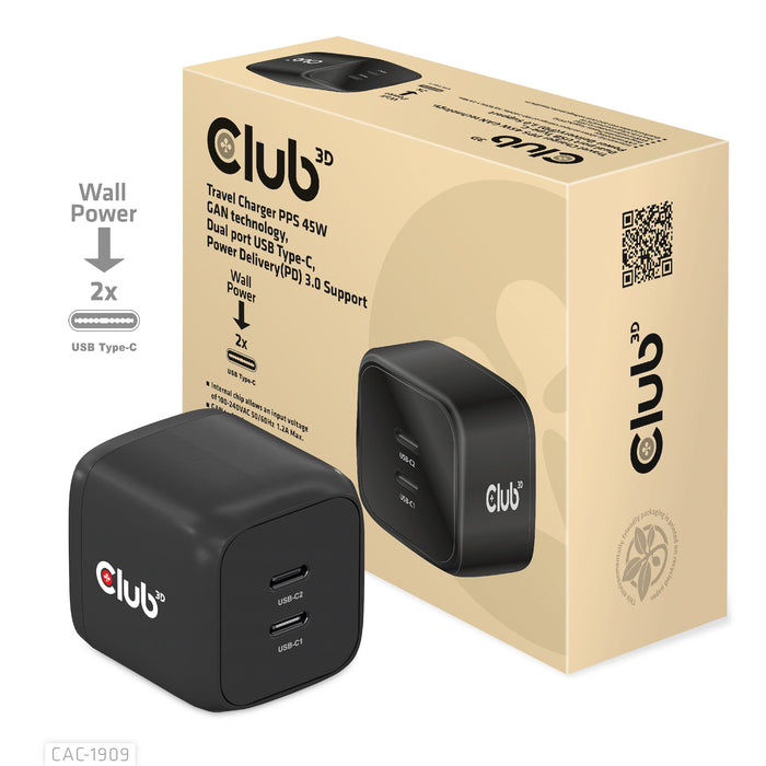 EAN 8719214472382 - CLUB3D CAC-1909EU cargador de dispositivo móvil Teléfono móvil, Portátil, Smartphone Negro Corriente alte imagen 2