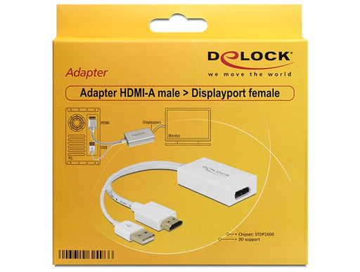 EAN 4043619624966 - DeLOCK 62496 adaptador de cable de vídeo 0,245 m DisplayPort HDMI + USB Blanco imagen 2