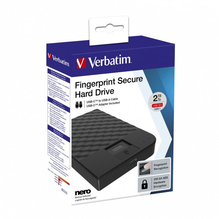 EAN 0023942536512 - Verbatim Fingerprint Secure disco duro externo USB Tipo C 3.2 Gen 1 (3.1 Gen 1) Negro imagen 4