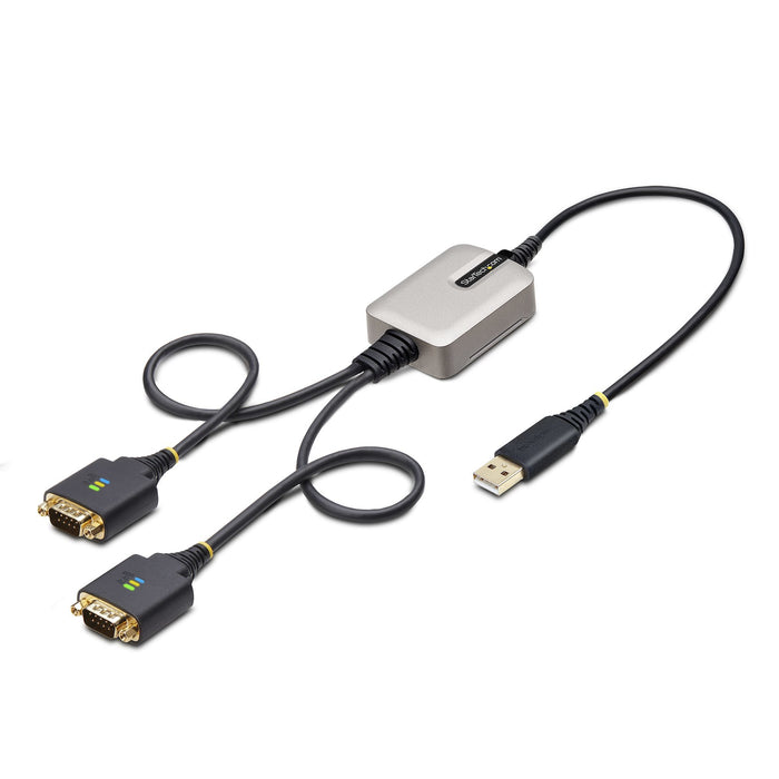 EAN 0065030898393 - StarTech.com 2P1FFC-USB-SERIAL cambiador de género para cable USB-A 2 x DB-9 RS-232 Negro, Gris imagen 1