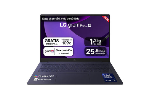EAN 8806096481356 - LG Gram Pro 16Z90TS-G.AU99B ordenador portatil Copilot+ PC Intel Core Ultra 9 288V Portátil 40,6 cm (16") imagen 1