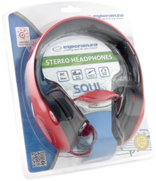 EAN 5901299903766 - Esperanza EH138R auricular y casco Auriculares Alámbrico Diadema Música Negro, Rojo imagen 3