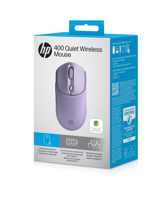 EAN 0198701895404 - HP 400 Quiet Purple Wireless Mouse ratón Hogar Ambidextro RF Wireless + Bluetooth 6000 DPI imagen 13