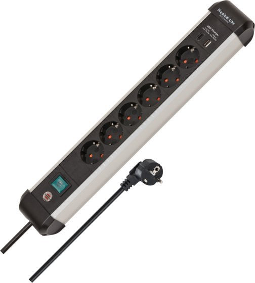 EAN 4007123694570 - Brennenstuhl 1391030611 base múltiple 3 m 6 salidas AC Interior Negro, Plata imagen 1