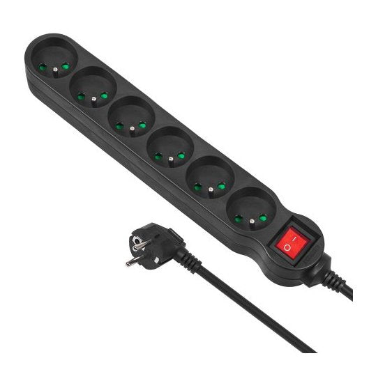 EAN 5902211110705 - Maclean MCE225 base múltiple 1,5 m 6 salidas AC Interior Negro imagen 1