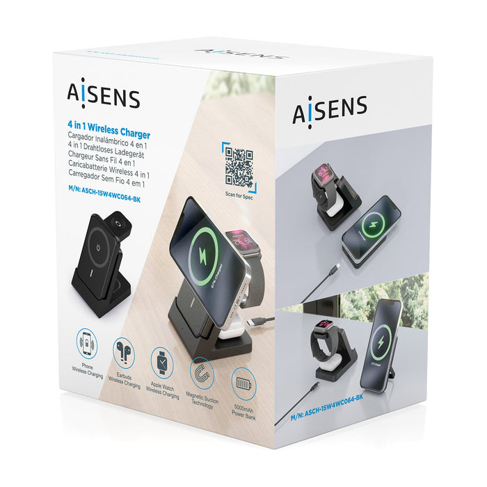 EAN 8435739903513 - AISENS ASCH-15W4WC064-BK cargador de dispositivo móvil Auriculares, Smartphone, Reloj inteligente Cargado imagen 9