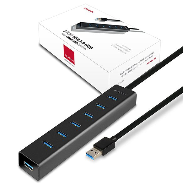 EAN 8595247903150 - Axagon HUE-SA7BP hub de interfaz USB 3.2 Gen 1 (3.1 Gen 1) Type-A 5000 Mbit/s Negro imagen 2