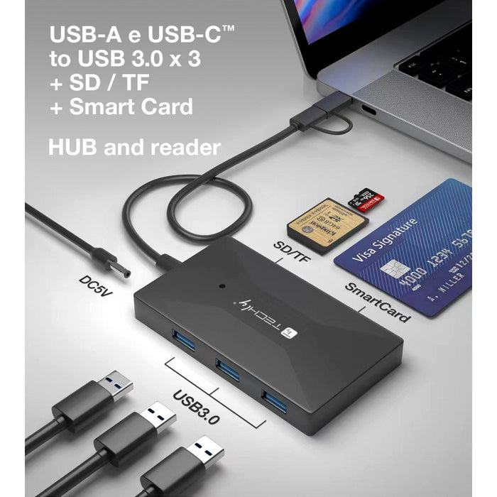 EAN 8059018367270 - Techly IUSB-CARD-AC582 lector de tarjeta USB 3.2 Gen 1 (3.1 Gen 1) Type-A/Type-C Negro imagen 4