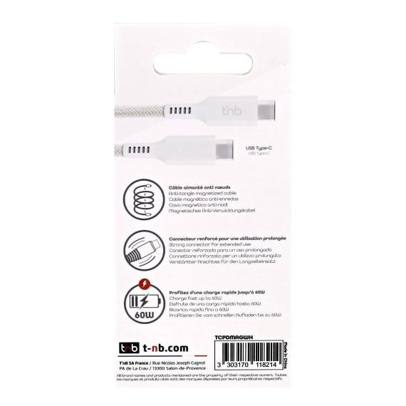 EAN 3303170118214 - T'nB TCPDMAGWH cable USB 1,5 m USB C Blanco imagen 5