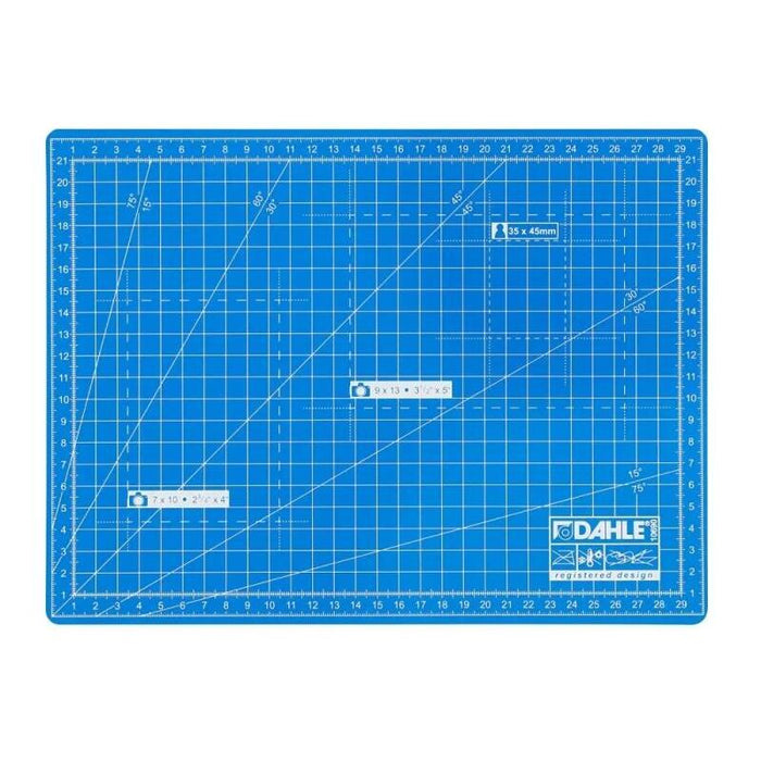 Dahle 10690 Plancha De Corte A4 22x30cm - 5 Capas Con Nucleo Resistente Al Corte - Lineas De Orientacion - Azul