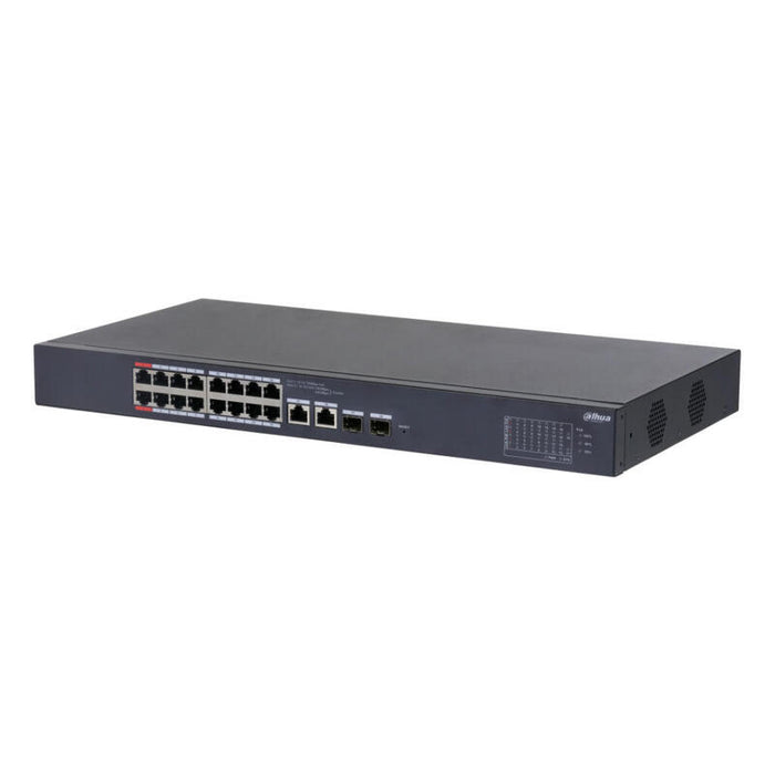 Dahua Cs4218-16et-190 Switch Poe 16 Puertos 10/100 + 2 Combo Gigabit Rj45/Sfp Uplink 190w Manejable En Cloud Layer2