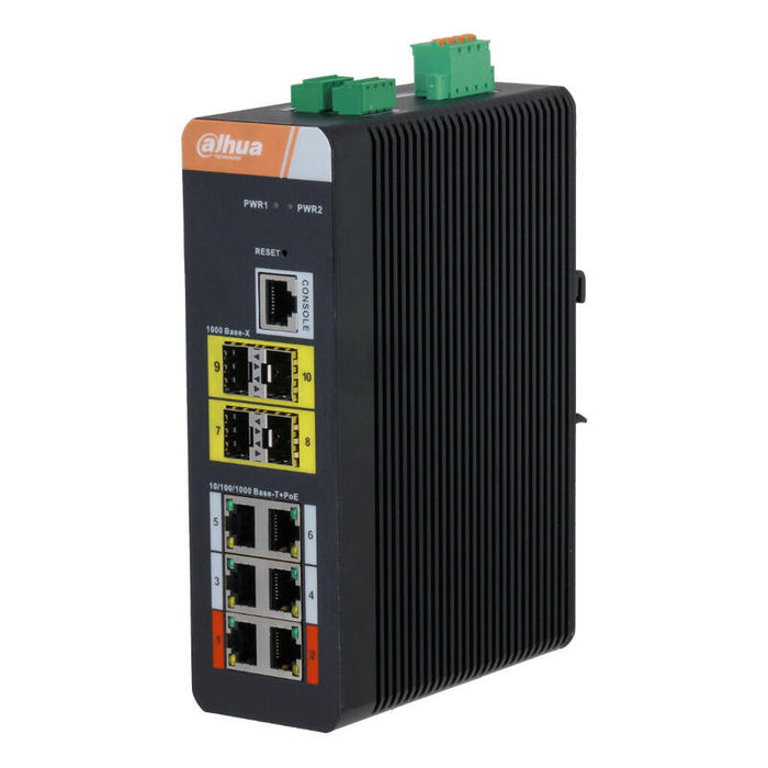 Dahua Is4410-6gt-120 Switch Poe 2.0 Industrial 6 Puertos Gigabit +4sfp Uplink Gigabit 120w Manejable Layer2