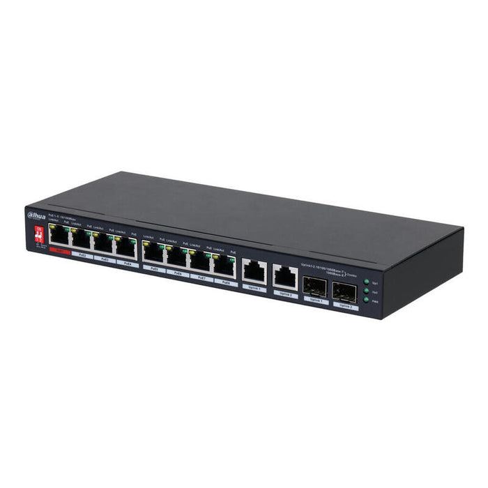 Dahua Pfs3210-8et2gf-96 Switch Poe 2.0 8 Puertos 10/100 + 2 Combo Gigabit Rj45/Sfp Uplink 96w 802.3at Layer2