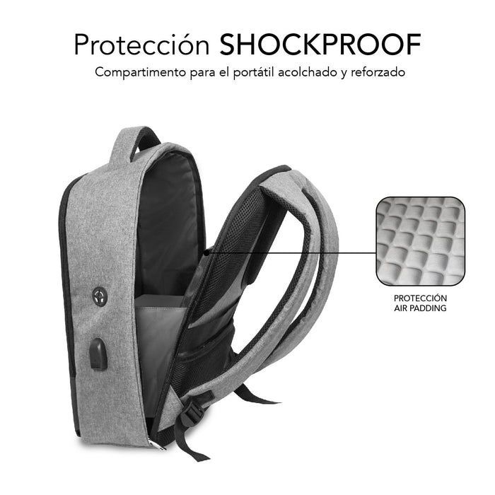 EAN 8436586742133 - SUBBLIM MOCHILA SECURE V2 AP ANTIROBO 16'' GRIS 40,6 cm (16") Negro, Gris imagen 5