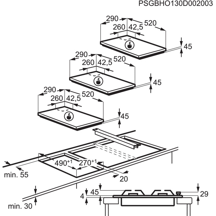 EAN 7332543475971 - Electrolux EGC3322NVK Negro Integrado Encimera de gas 2 zona(s) imagen 3