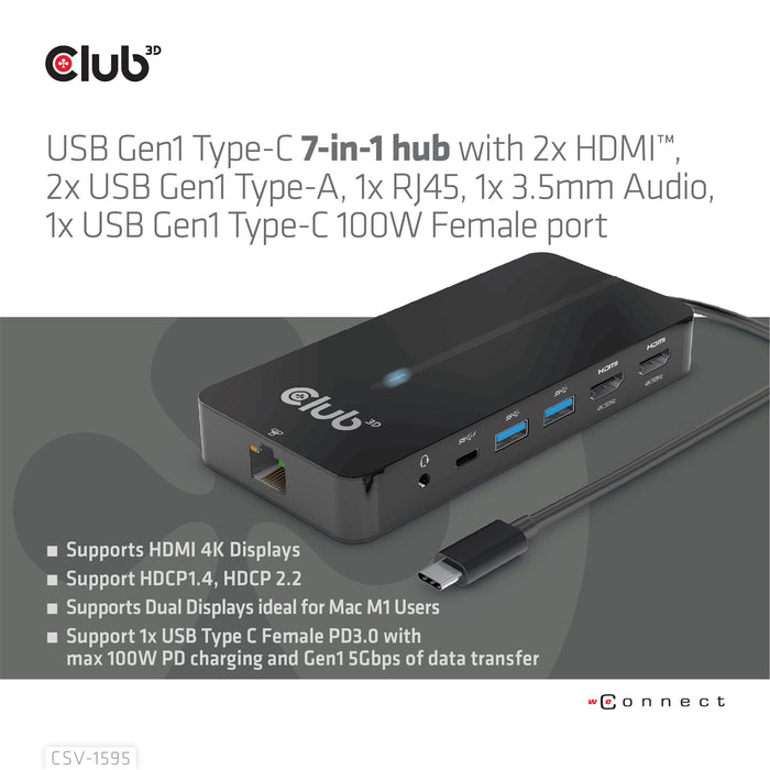 EAN 8719214472269 - CLUB3D CSV-1595 base para portátil y replicador de puertos USB 3.2 Gen 1 (3.1 Gen 1) Type-C Negro imagen 4
