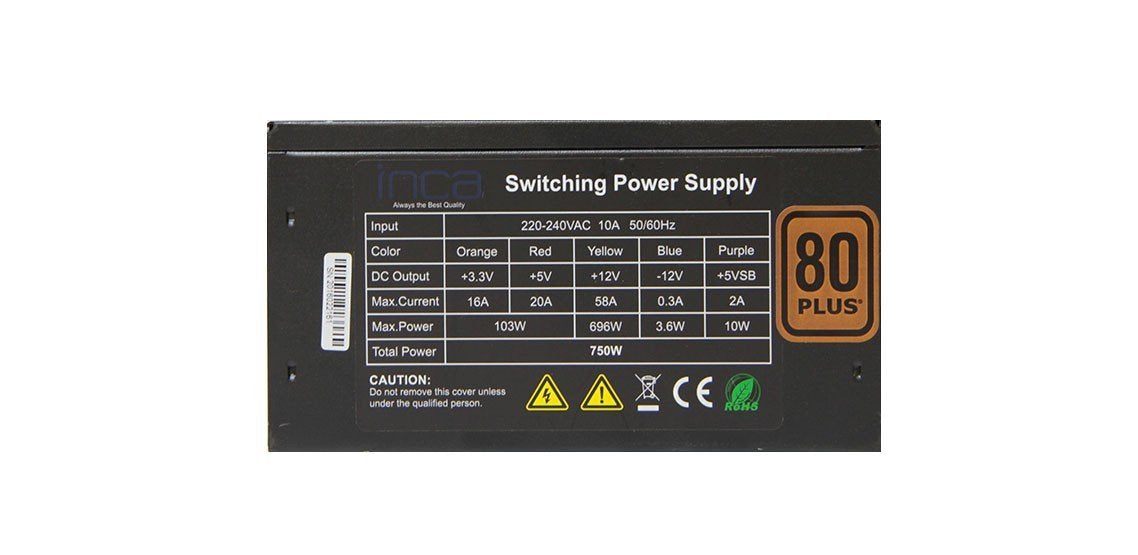 EAN 8681949010903 - Inca IPS-075PG unidad de fuente de alimentación 750 W 20+4 pin ATX ATX Negro imagen 2