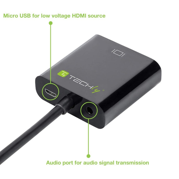 EAN 8057685306301 - Techly HDMI - VGA+3.5mm+Micro USB B M/F 0,15 m Negro imagen 5