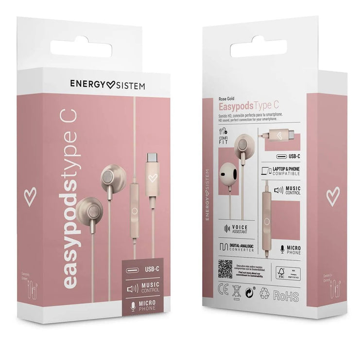 EAN 8432426459285 - Energy Sistem EasyPods Auriculares Alámbrico Dentro de oído Llamadas/Música USB Tipo C Oro rosa imagen 7