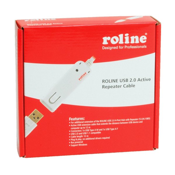 EAN 7611990188192 - ROLINE USB 2.0 Active Repeater Cable for 12.04.1085 12 m Blanco imagen 2