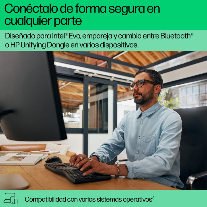 EAN 197498231419 - HP 680 Comfort Dual-Mode Keyboard teclado Hogar RF Wireless + Bluetooth Negro imagen 4