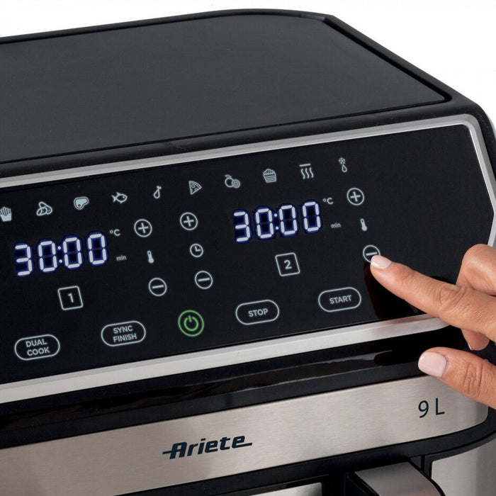 EAN 8003705121386 - Ariete 4625/00 Doble 9 L Independiente 2100 W Freidora de aire caliente Negro, Acero inoxidable imagen 4