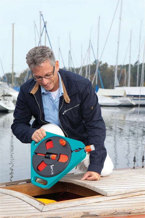 EAN 4078500075602 - Gardena 756-20 carrete de manguera de jardín Caja portamanguera Negro, Azul, Naranja imagen 3