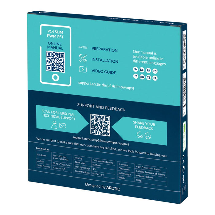 EAN 4895213703871 - ARCTIC P14 Slim PWM PST Carcasa del ordenador Ventilador 14 cm Negro 1 pieza(s) imagen 7