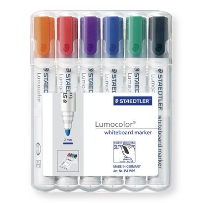 EAN 4007817328941 - Staedtler Lumocolor whiteboard marker 351 marcador 6 pieza(s) Punta redonda Negro, Azul, Verde, Naranja,  imagen 2