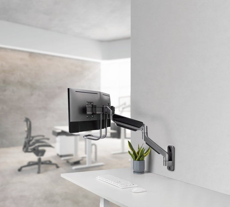 EAN 8716309127660 - Gembird Laikiklis Adjustable wall 2-display mounting arm 17-32inch iki 8kg imagen 12