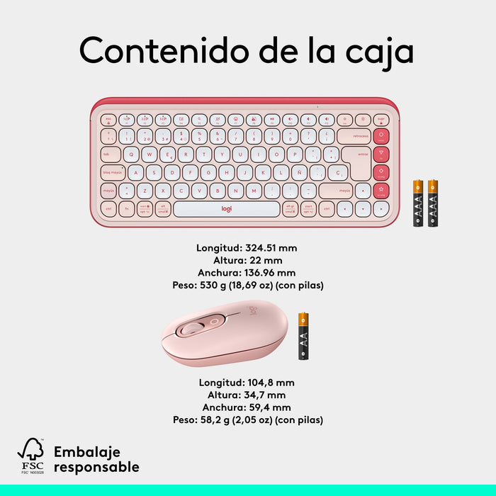 EAN 5099206127869 - Logitech 920-013120 teclado Ratón incluido Universal QWERTY Español Rosa, Blanco imagen 10